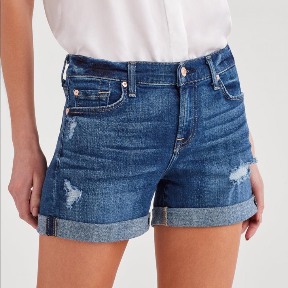 7 For All Mankind Mid-Roll Shorts Broken Twill